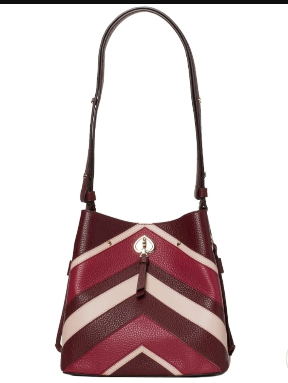 kate spade Chevron Leather Crossbody Bag & Card Case in Burgundy, Pink, Cream - Picture 3 of 15